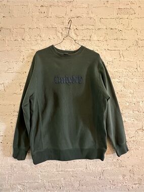 OnlyNY Men’s Evergreen Crewneck Sweatshirt with Embroidered Logo